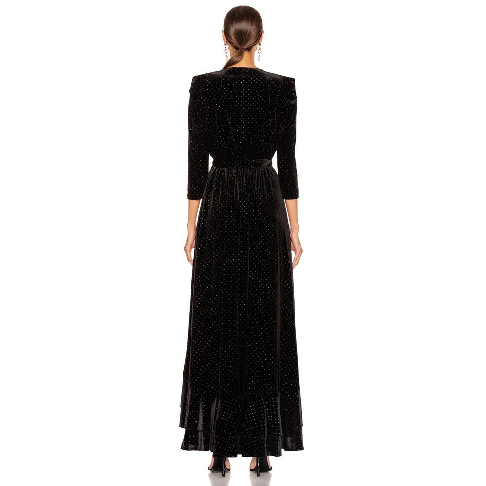 Retrofête Black Velvet Wrap Flora Dress Multicolor Polka Dot Women’s Size Small - Picture 2 of 15